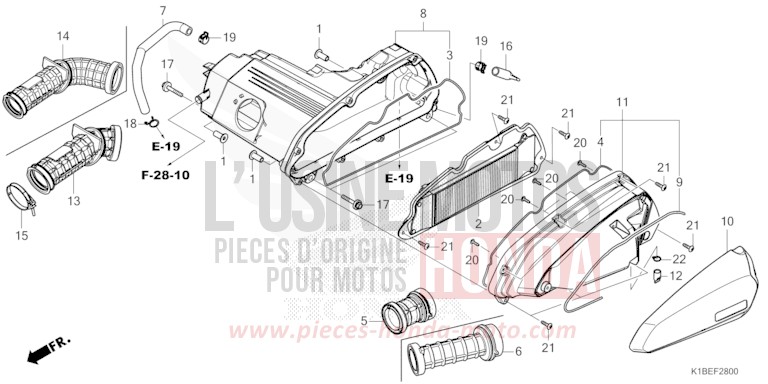 AIR CLEANER for Forza 350 MAT CYNOS GRAY METALLIC (NH312) from 2024